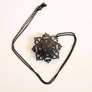 Black star-heart necklace